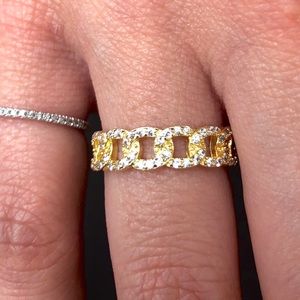 Pave Chain Ring- Minimalist Dainty- Gold Plated